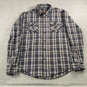 Pronto Uomo Blue Mens Multicolored Madras Plaid Long Sleeve Button Down Shirt XL